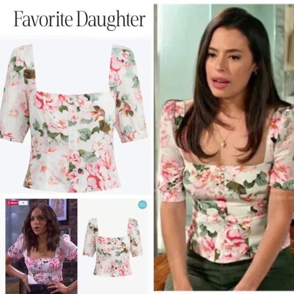 FAVORITE DAUGHTER The One That Got Away Cropped Blouse Rose Print XS NWT 198$